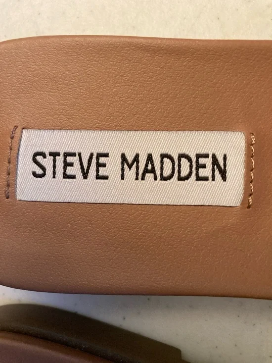 Steve Madden Embellished Snake-Print Slide Sandals - Black/Tan - Picture 2 of 7